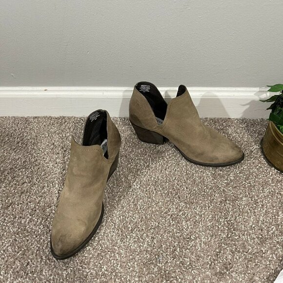 Steve Madden Size 7.5 M Adelphie Leather Ankle Boots Tan Heeled Pointed Toe - Picture 6 of 9
